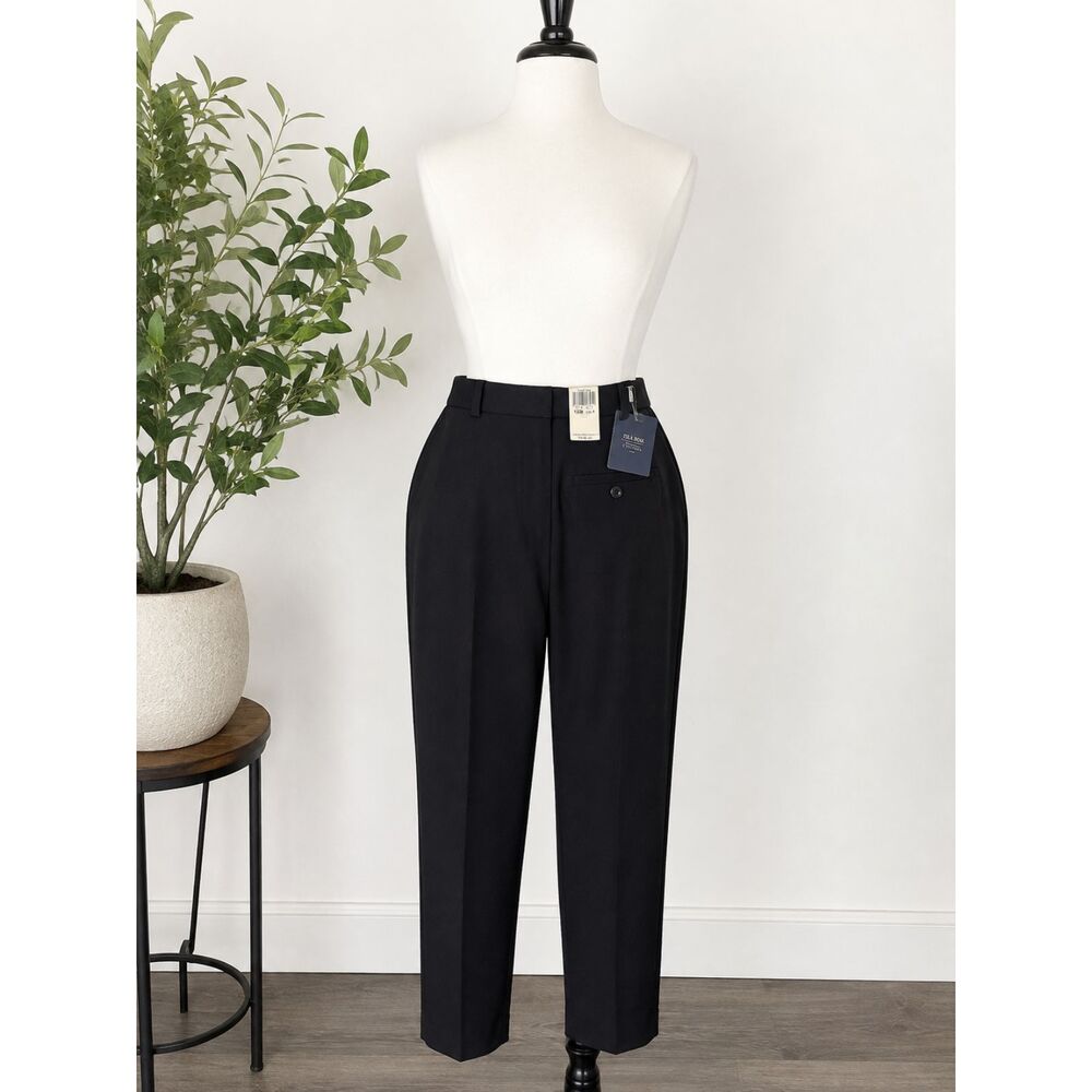 Dockers Women’s Petite Pants 12M Black Flat Front 100% Cotton No Wrinkle NWT